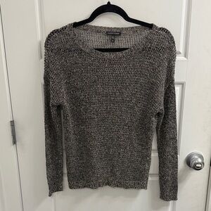 Eileen Fisher Size Small Crochet Grey Linen Wool Blend Sweater
